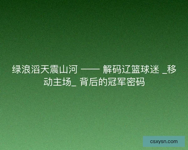绿浪滔天震山河 —— 解码辽篮球迷 _移动主场_ 背后的冠军密码